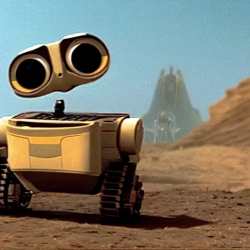 Image similar to wall - e playing the role of the emperor in star wars 1 9 8 2