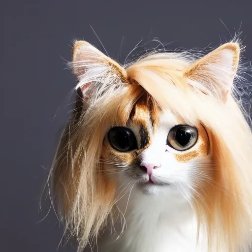 a cat with a blonde wig Stable Diffusion