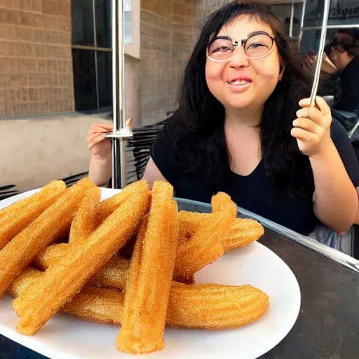 Image similar to a chow chow eating churros