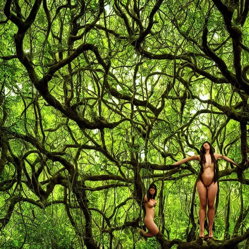 Image similar to beautiful photo of exotic forest with each tree in the shape of female body