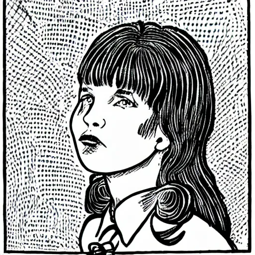 Image similar to drawing of Sailor socialism Dasha Nekrasova by Robert Crumb, R. Crumb