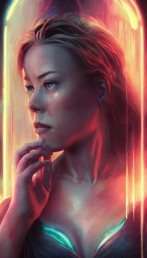 Prompt: kristanna loken, altered carbon, neon, dreamy vibe, fibonacci, sweat drops, insane intricate, highly detailed, cinematic, atmospheric. digital painting, artstation, concept art, smooth, sharp focus, illustration, unreal engine 5, 8 k, art by artgerm and greg rutkowski and alphonse mucha, laura sava, laura palmer