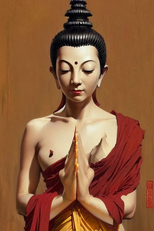 Prompt: buddhism, taoism, painting by greg rutkowski, j. c. leyendecker, artgerm