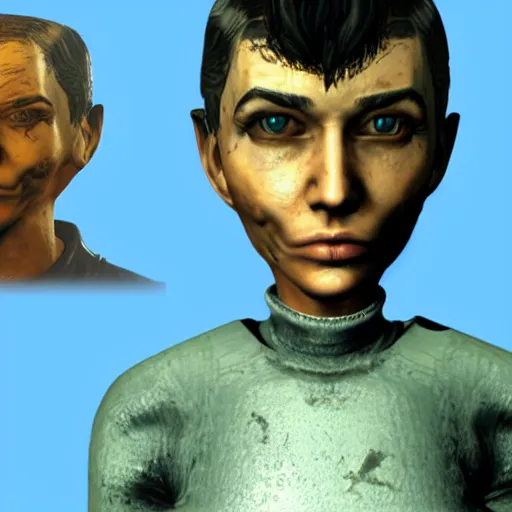 Image similar to fallout 4 character but rendered in n 6 4 graphics.