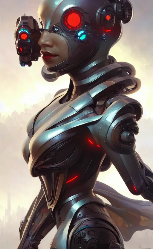 Image similar to cyborg insect, sci-fi, highly detailed, digital painting, artstation, concept art, smooth, sharp focus, illustration, art by artgerm and greg rutkowski and alphonse mucha