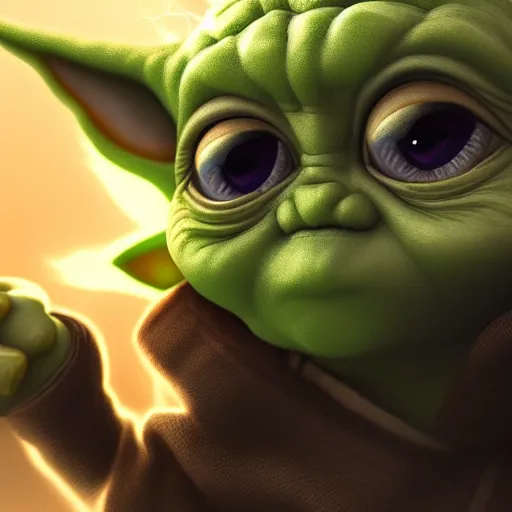 Image similar to Baby Yoda is fighting Thanos, hyperdetailed, artstation, cgsociety, 8k