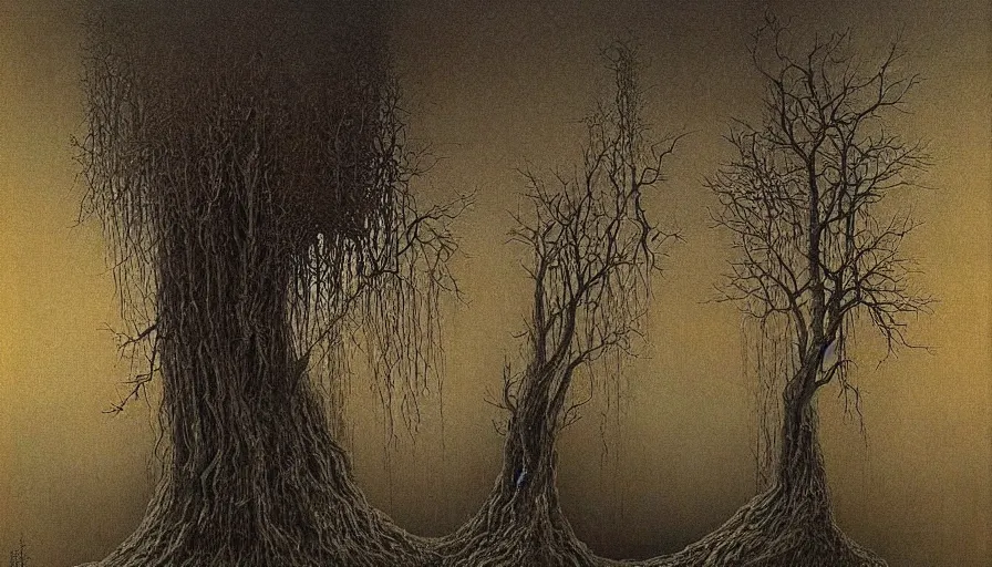 Image similar to the reaper of souls, landscape artwork by zdzislaw beksinski. intricate details. horror