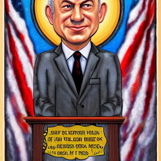 Image similar to benjamin netanyahu by todd schorr