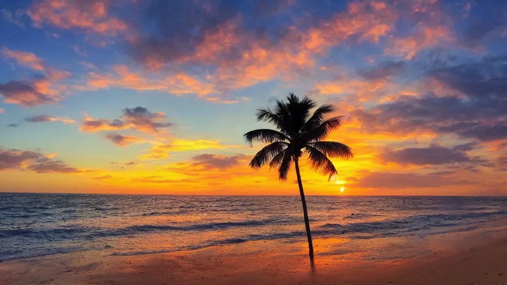 Image similar to A beach with a beautiful sunset