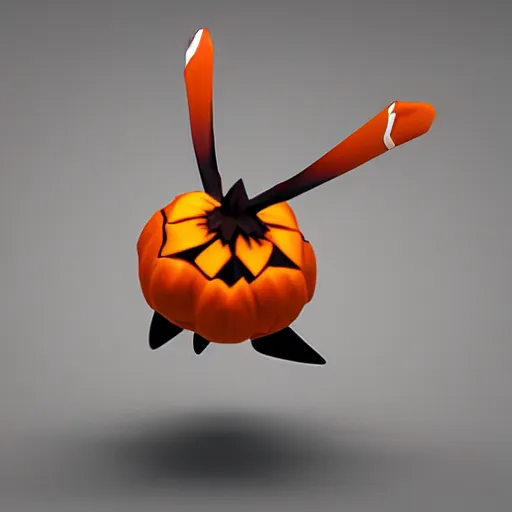 Image similar to A pokemon that looks like The flying Trypoxylus dichotomus,pumpkin body,Trending on art station. Unreal engine.