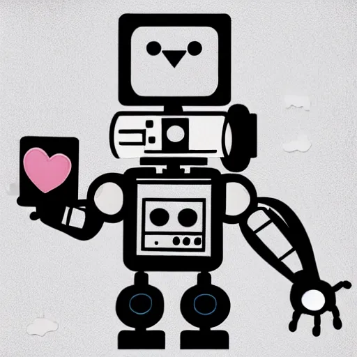 Image similar to a cute robot taking a picture of itself with hearts in the air highly detailed artstation