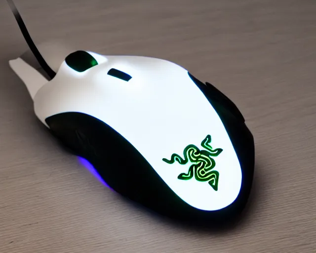 Image similar to razer swan with gaming leds in feathers