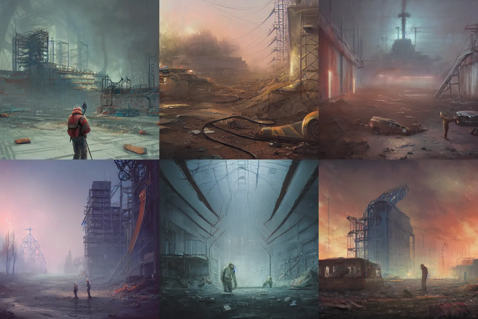 Prompt: liquidators in chernobyl, concept art by Noah Bradley, Darek Zabrocki, Tyler edlin, Jordan Grimmer, Neil Blevins, James Paick, Natasha Tan, highly detailed, ultra detailed, ultra realistic, trending on artstation