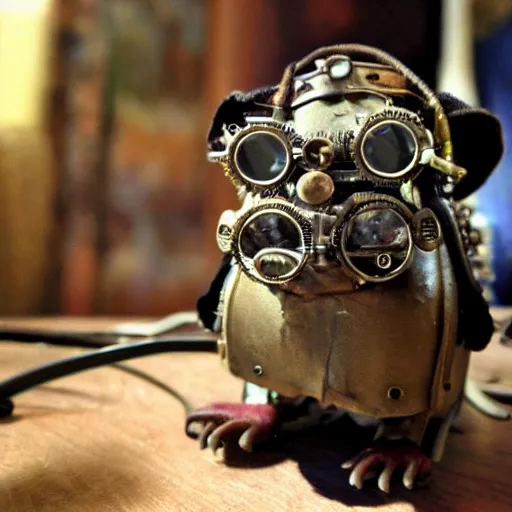 Image similar to a rat with steampunk googles, from WOW