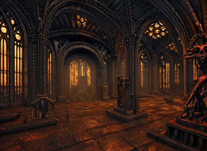 Image similar to steam necropolis, memento mori, gothic, neo - gothic, art nouveau, hyperdetailed copper patina medieval icon, stefan morrell, philippe druillet, ralph mcquarrie, concept art, steampunk, unreal engine, detailed intricate environment, octane render, moody atmospherics, volumetric lighting, ultrasharp, ominous, otherworldly