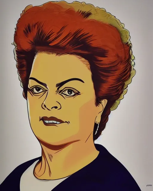 Image similar to Dilma Rousseff portrait by Hirohiko Araki, Araki style, JJBA, anime