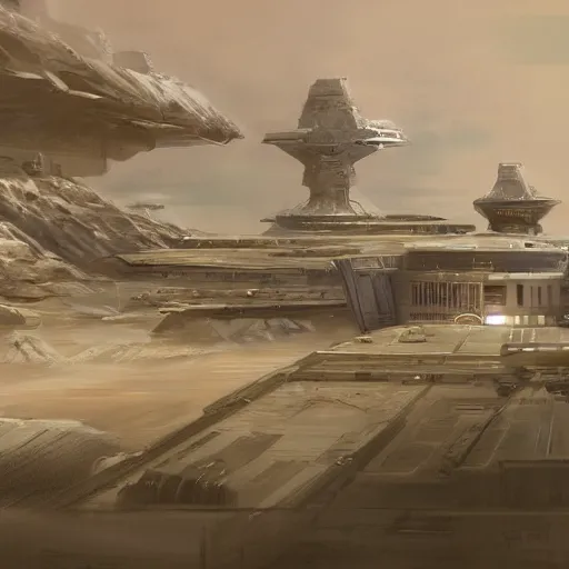 Prompt: if the whitehouse was in star wars, concept art, trending on art station.