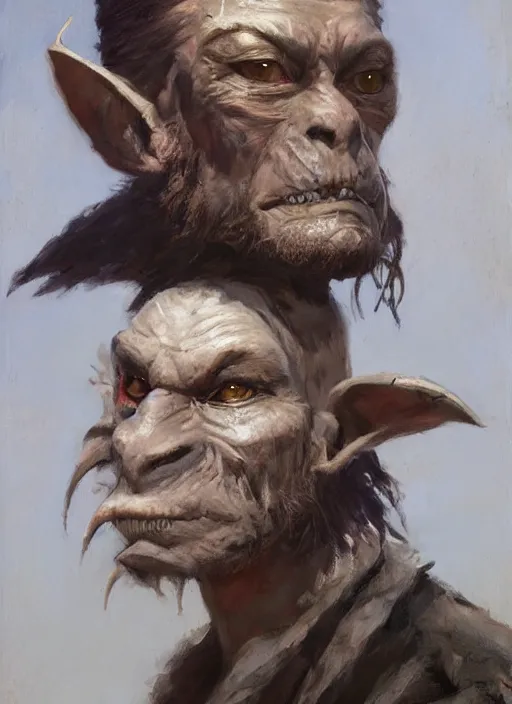 Image similar to portrait of a goblin pirate, gritty, fantasy character portrait, ocean background, artwork by Jeremy Lipkin and Giuseppe Dangelico Pino and Michael Garmash and Rob Rey, very coherent asymmetrical artwork, sharp edges, perfect face, simple form, 100mm