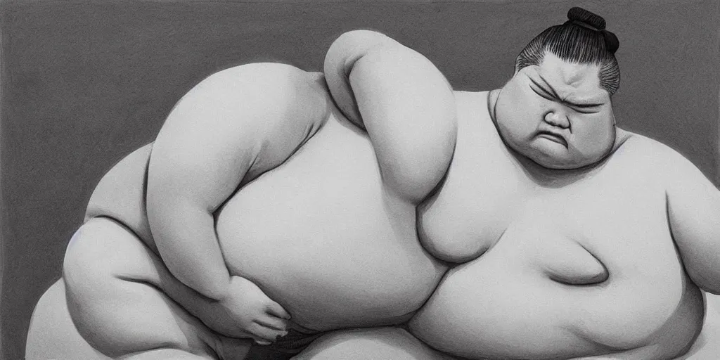 Prompt: “ an large sumo wrestler posing in lewd positions, hyper realism ”