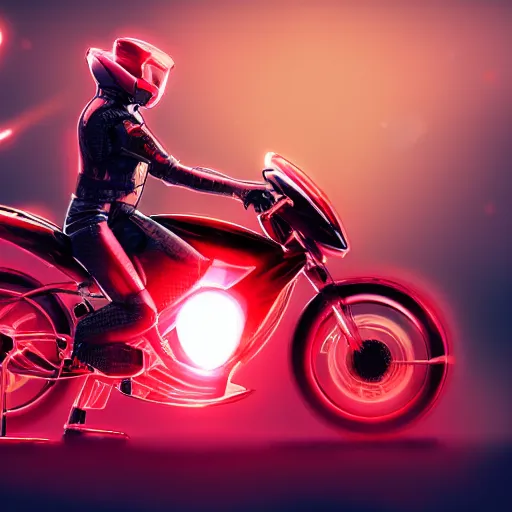 Prompt: a futuristic motorbike, red, high detail, cinematic light, cyberpunk