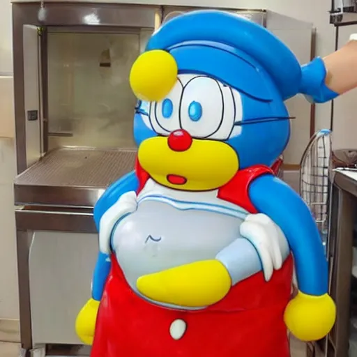 Prompt: doraemon working as a baker