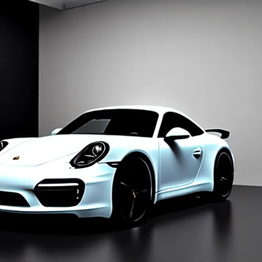 Image similar to Porsche designed by Apple, studio light, octane render