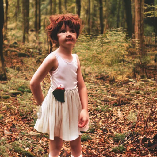 Prompt: cute tomboy fairy in the forest. 35mm photo