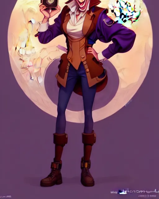 Image similar to don bluth, loish, artgerm, joshua middleton, steampunk, clockpunk anthropomorphic fox girl, purple vest, smiling, symmetrical eyes symmetrical face, colorful animation forest background