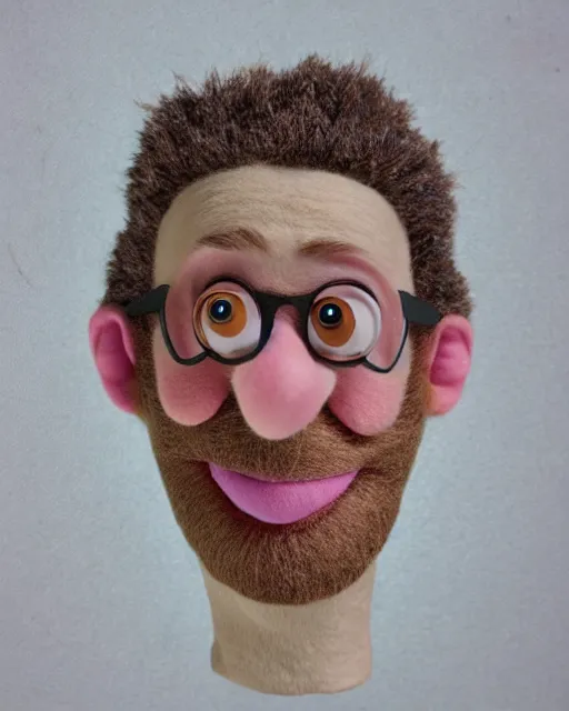 Image similar to joel miller as a muppet. highly detailed felt. hyper real photo. 4 k.