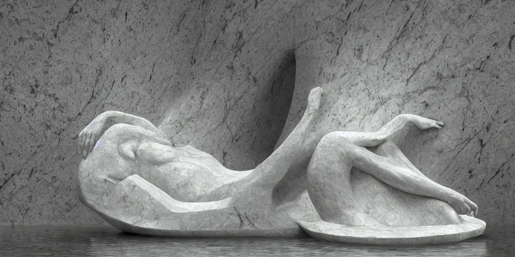 Prompt: an incredibly beautiful sculpture in the shape of a water drop, carved in marble, by henry moore, louise bourgeois, and auguste rodin, insanely detailed, 8 k, exquisite, octane render, 8 k, hd
