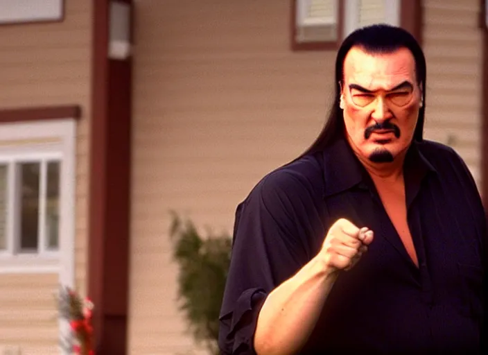 Prompt: steven seagal in a still from the tv show trailer park boys (2001)