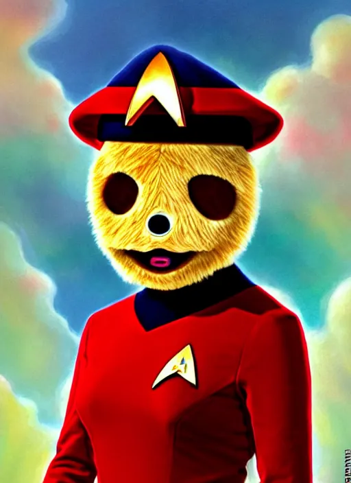 Prompt: cute star trek officer honey monster, natural lighting, path traced, highly detailed, high quality, digital painting, by don bluth and ross tran and studio ghibli and alphonse mucha, artgerm