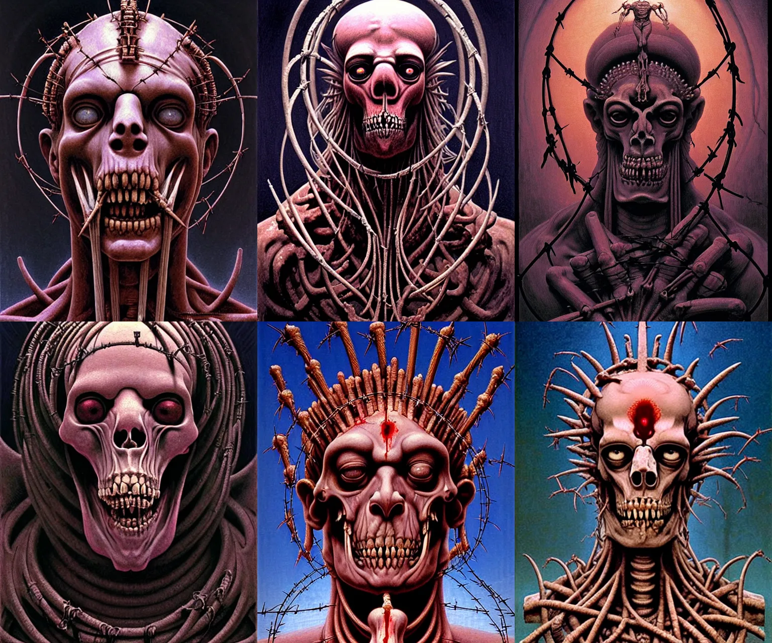 Prompt: a cinematic crying masterpiece bust portrait of a colossal gothic Hindu demon god of grief, sorrow and despair, crown of blood bones and barbed-wire, head and upper body only, by Wayne Barlowe, by Tim Hildebrandt, by Bruce Pennington, by Zdzisław Beksiński, by Paul Lehr, by Antonio Canova, by Caravaggio, by by Jacques-Louis David, by oil on canvas, masterpiece, trending on artstation, featured on pixiv, cinematic composition, astrophotography, dramatic pose, beautiful lighting, sharp, details, details, details, hyper-detailed, no frames, HD, HDR, 4K, 8K