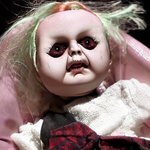 Image similar to weird horror doll melting