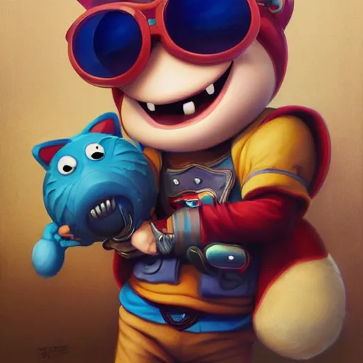 Prompt: teemo from league of legends, Pixar style, by Tristan Eaton Stanley Artgerm and Tom Bagshaw.