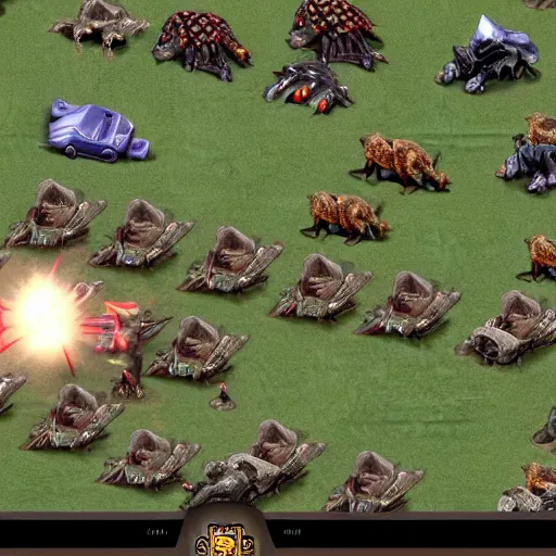 Prompt: An in-game screenshot of the 2003 RTS Game 'Impossible Creatures', HD