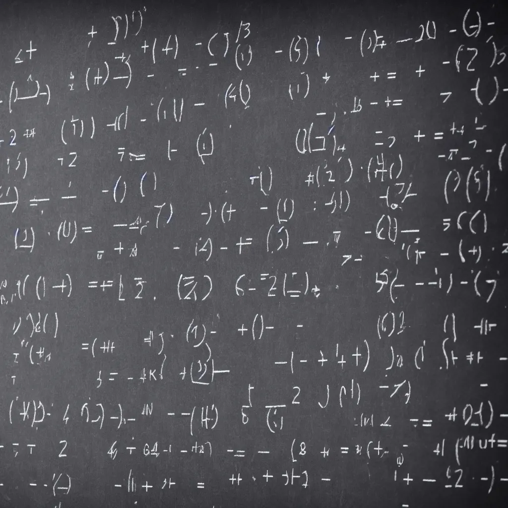 Prompt: A black board with an equation that shows how an AGI algorithm should be coded, a professor standing next to the board, writing comments underneath to help readers understand the math, 4k wide lenses photograph, unreal engine 5 full rendering, depth of field, 3D