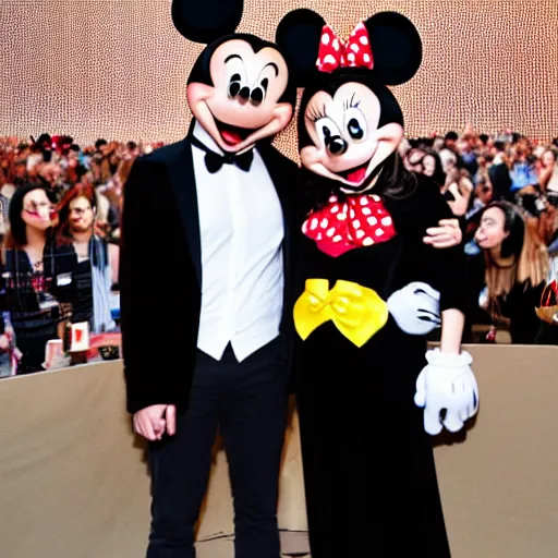 Prompt: grimes and elon musk as minnie mouse and mickey mouse