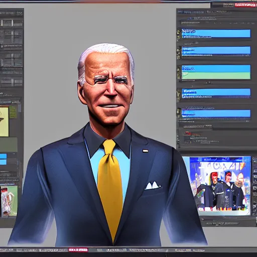 Image similar to joe biden as a new, playable character in valorant. rendered in unreal engine 5, in the style of valorant.