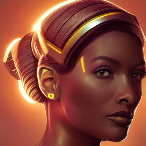 Image similar to symmetry!! solid cube of light, hard edges, product render retro - futuristic poster scifi, lasers and circuits, brown skin queen, intricate, elegant, highly detailed, digital painting, artstation, concept art, smooth, sharp focus, illustration, dreamlike, art by artgerm