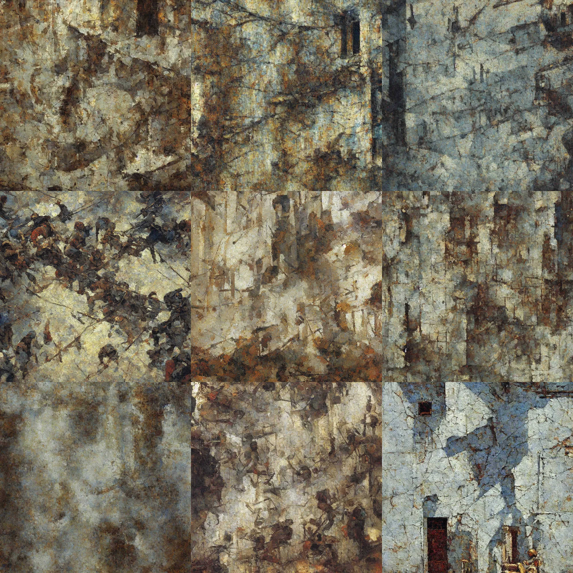 Prompt: white paint, bright ( ( ( rusty ) ) ) metal wall seamless game texture, by dean cornwell, nc wyeth, painterly