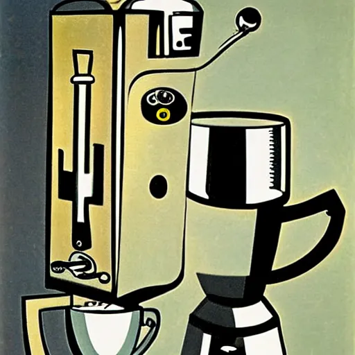 Image similar to coffee machine, italian futurism