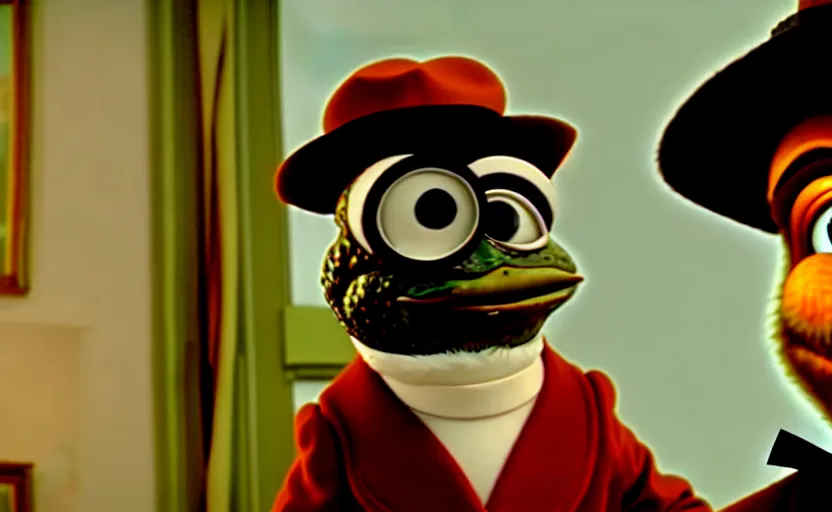 Image similar to frame from pepe detective movie