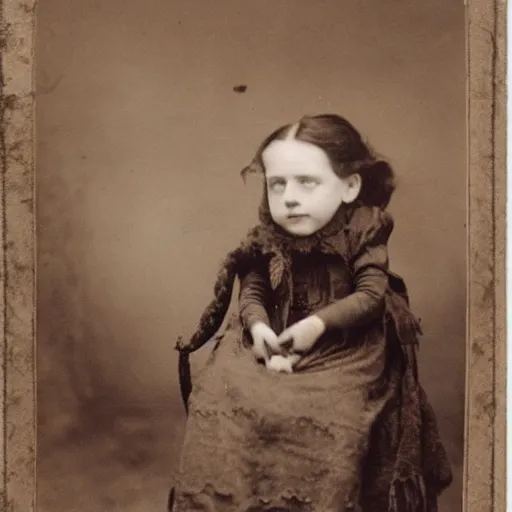 Image similar to an old photograph of a victorian child filled with spiders