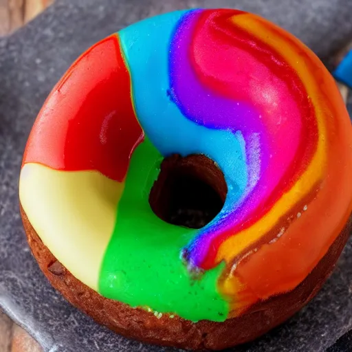 Image similar to rainbow fudge donut 4k