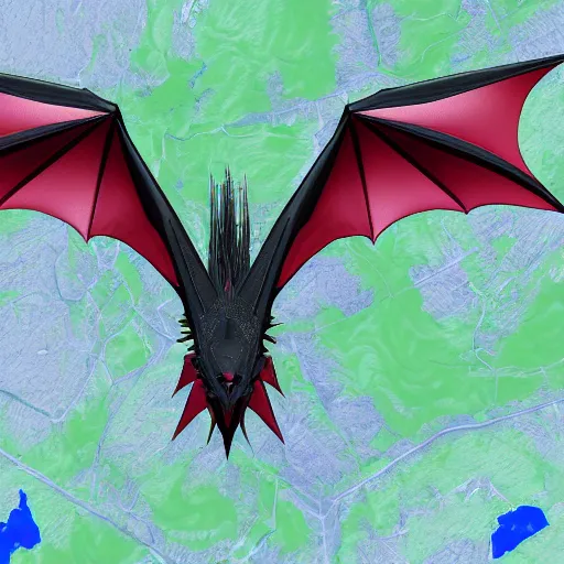 Image similar to vector landsat image of llvm dragon, detailed, 4k, smooth, award winning, dark colors