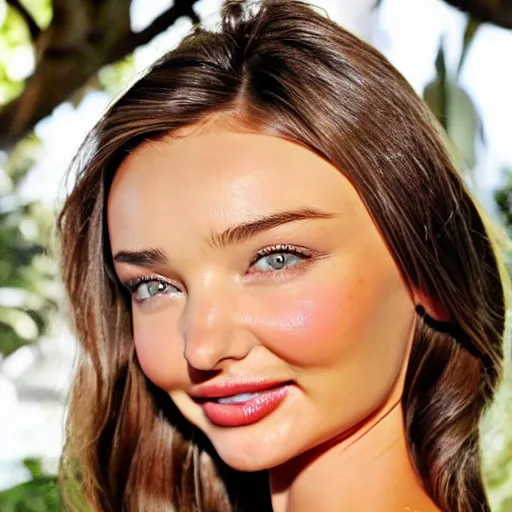 Prompt: miranda kerr made of chocolate powder, mango and whipped cream