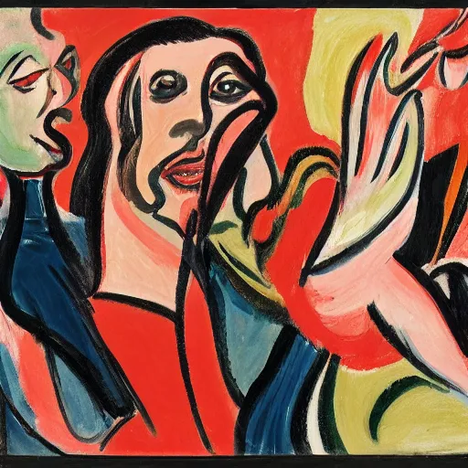 Prompt: Cecily Brown, Ernst Kirchner, portrait of a demon