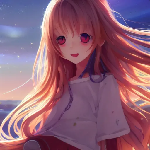 Image similar to a very beautiful anime girl, full body, long golden hair reaching the ground, sky blue eyes, full round face, short smile, mini jeans skirt, cute top,golden room, cinematic lighting, medium shot, mid-shot, highly detailed, trending on Artstation, Unreal Engine 4k, cinematic wallpaper by Stanley Artgerm Lau, WLOP, Rossdraws, James Jean, Andrei Riabovitchev, Marc Simonetti, and Sakimichan