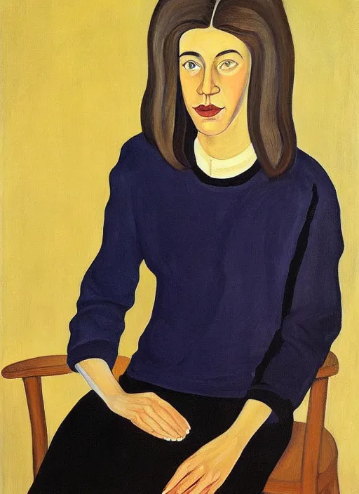 Prompt: a portrait of a pretty young lady by alice neel